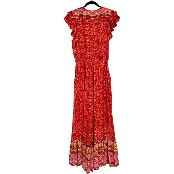 NWT Spell Dahlia Jumpsuit Wide Leg Red Floral Boho Festival Retro embroidered - Picture 7 of 16